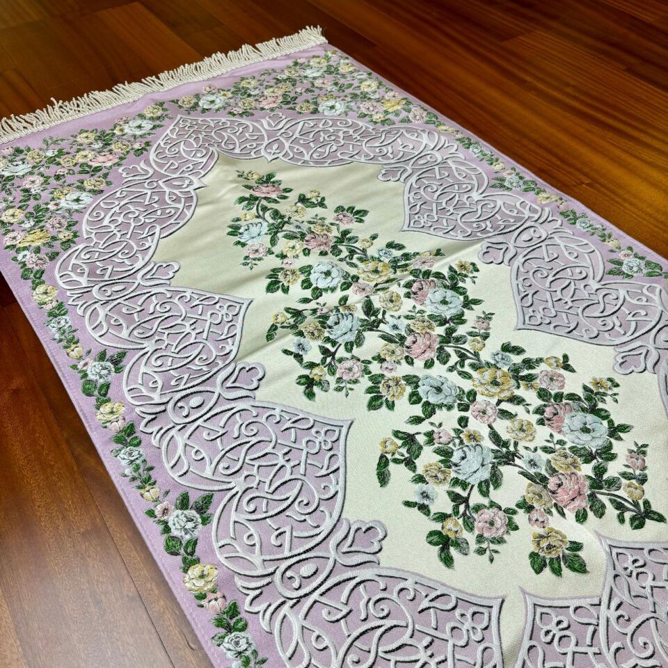 Goblen Desenli Saten Dokuma Seccade Lila