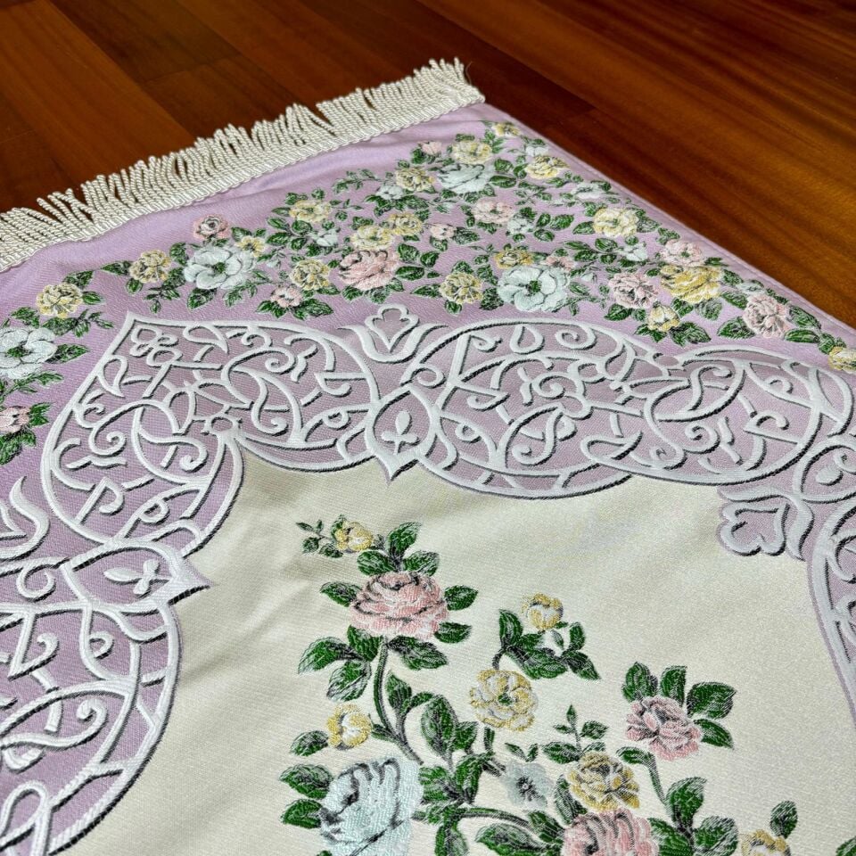 Goblen Desenli Saten Dokuma Seccade Lila