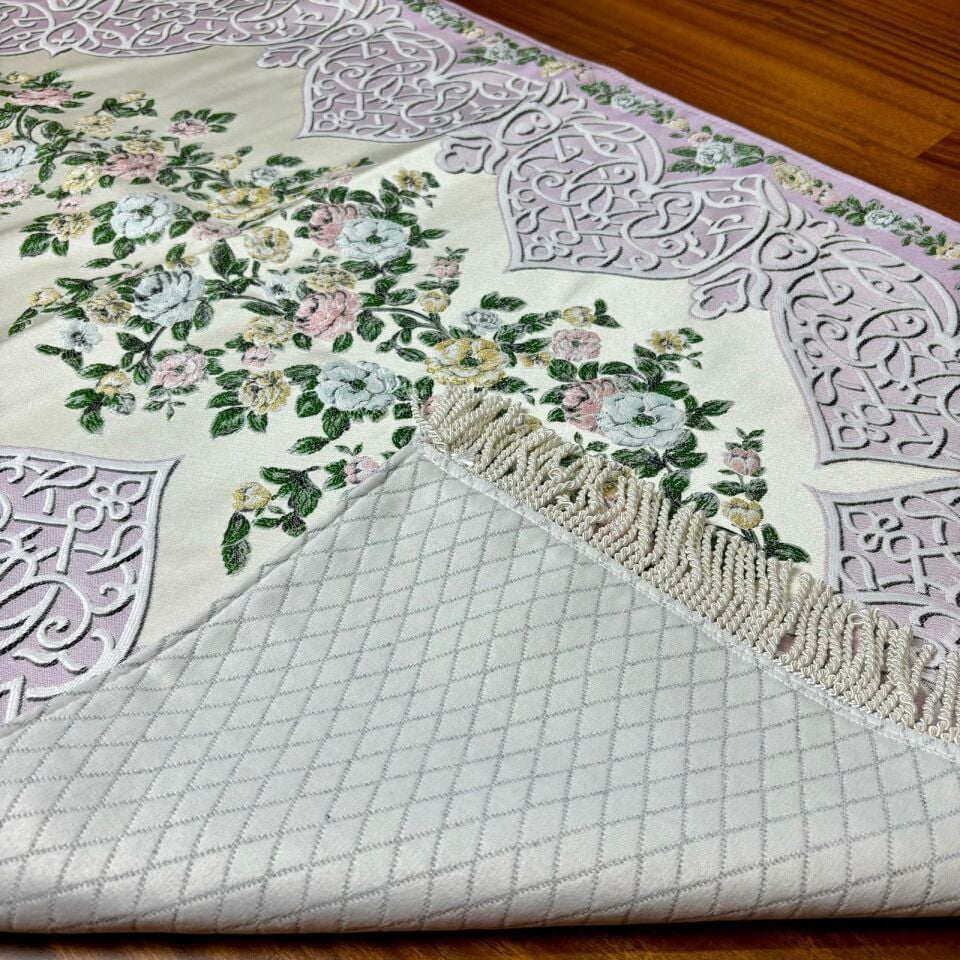 Goblen Desenli Saten Dokuma Seccade Lila