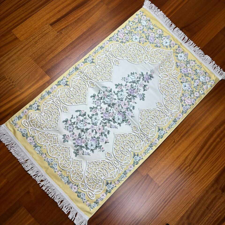 Goblen Desenli Saten Dokuma Seccade Sarı