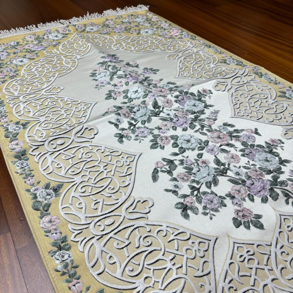 Goblen Desenli Saten Dokuma Seccade Sarı