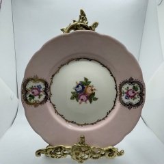 El Boyaması Gülfem Pasta-Tatlı Tabağı (lila) pembe
