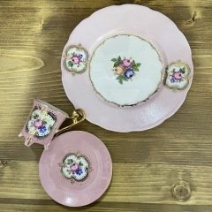 El Boyaması Gülfem Pasta-Tatlı Tabağı (lila) pembe