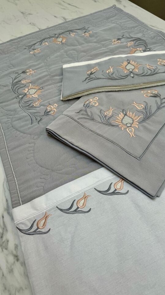 Hatayi Nakışlı 5 Parça Seccade/Bohça Takımı Füme