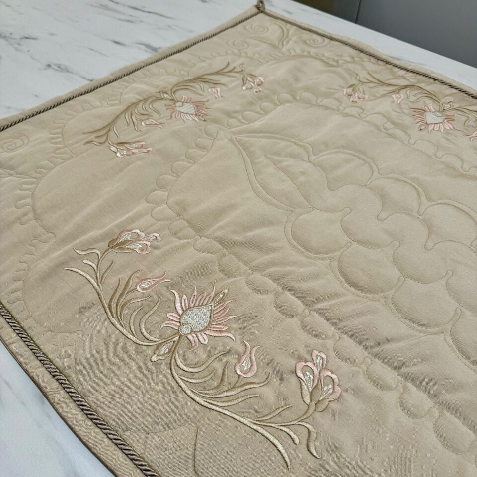 Hatayi Nakışlı 5 Parça Seccade/Bohça Takımı Bej