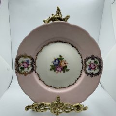 El Boyaması Gülfem Pasta-Tatlı Tabağı (sarı) pembe