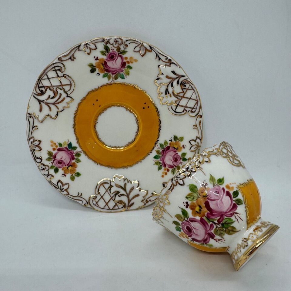 El Boyaması Süreyya Fincan Hardal Sarı