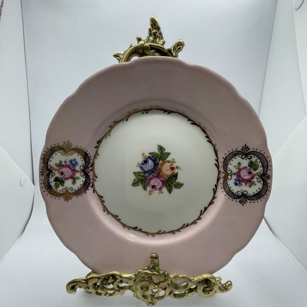 El Boyaması Gülfem Pasta-Tatlı Tabağı pembe