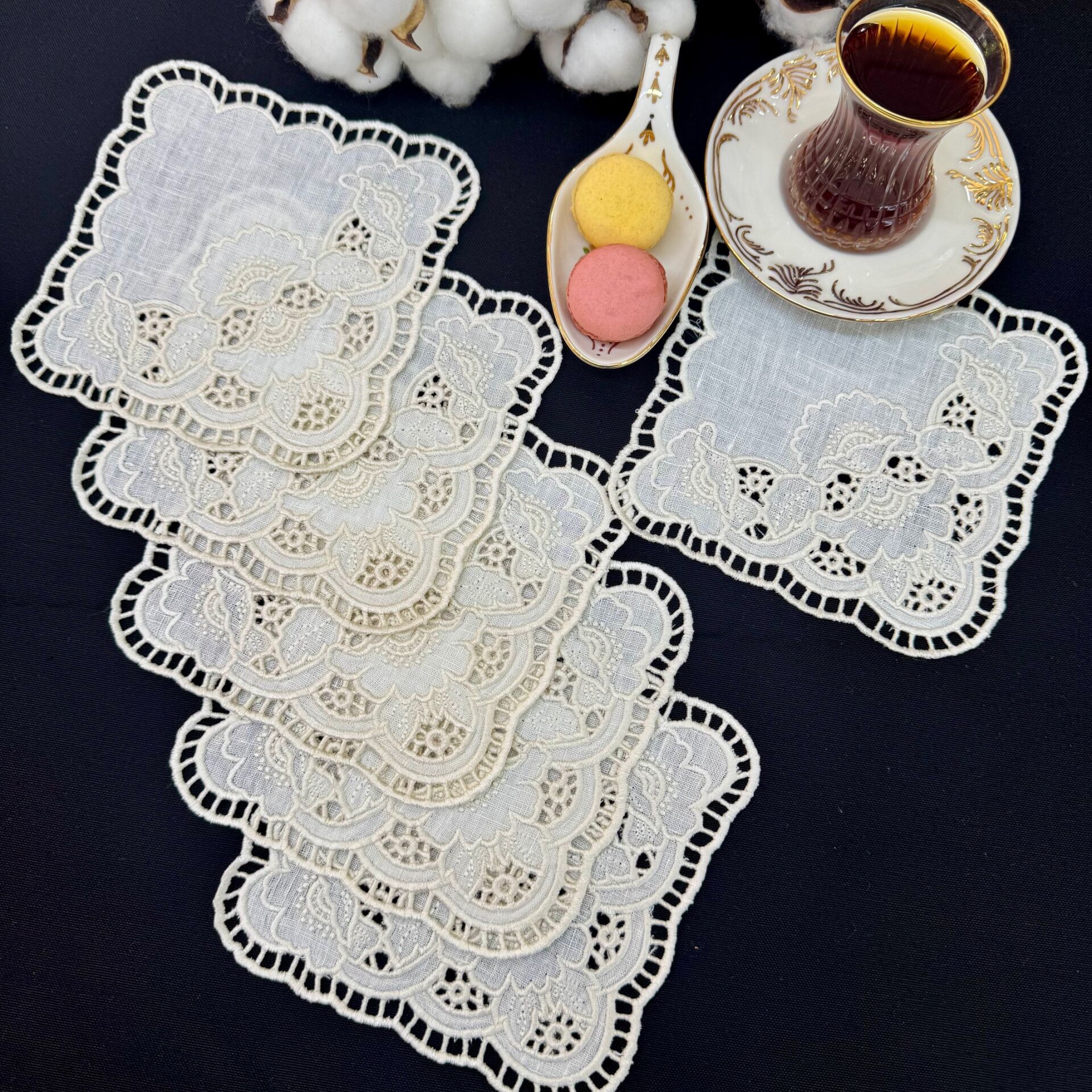 Ham Keten Delik İşi 6'lı Kokteyl Peçete