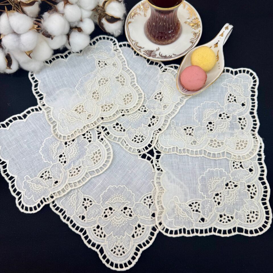 Ham Keten Delik İşi 6'lı Kokteyl Peçete