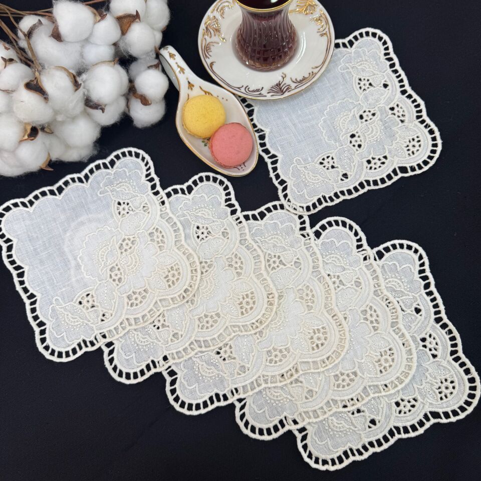 Ham Keten Delik İşi 6'lı Kokteyl Peçete