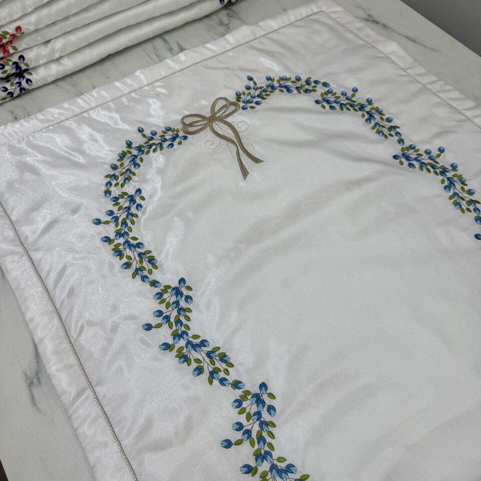 Gül Dalı 5 Parça Seccade/Bohça Takımı Mavi