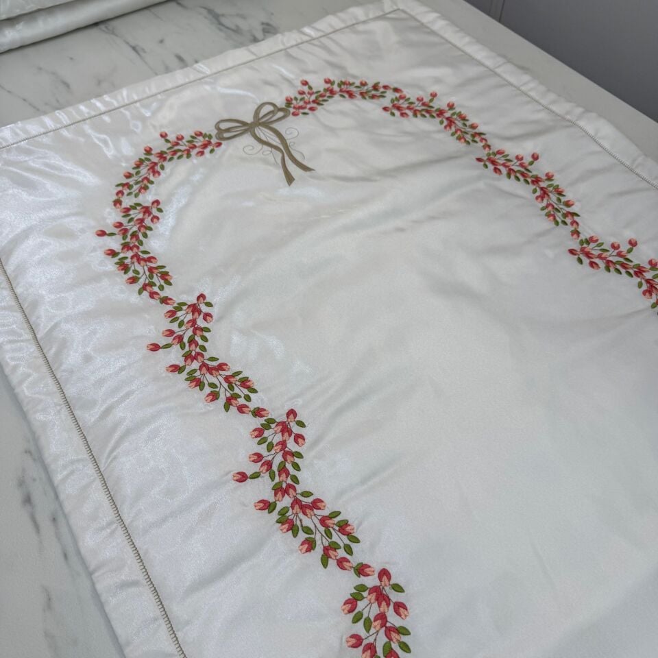 Gül Dalı 5 Parça Seccade/Bohça Takımı Nar Çiçeği