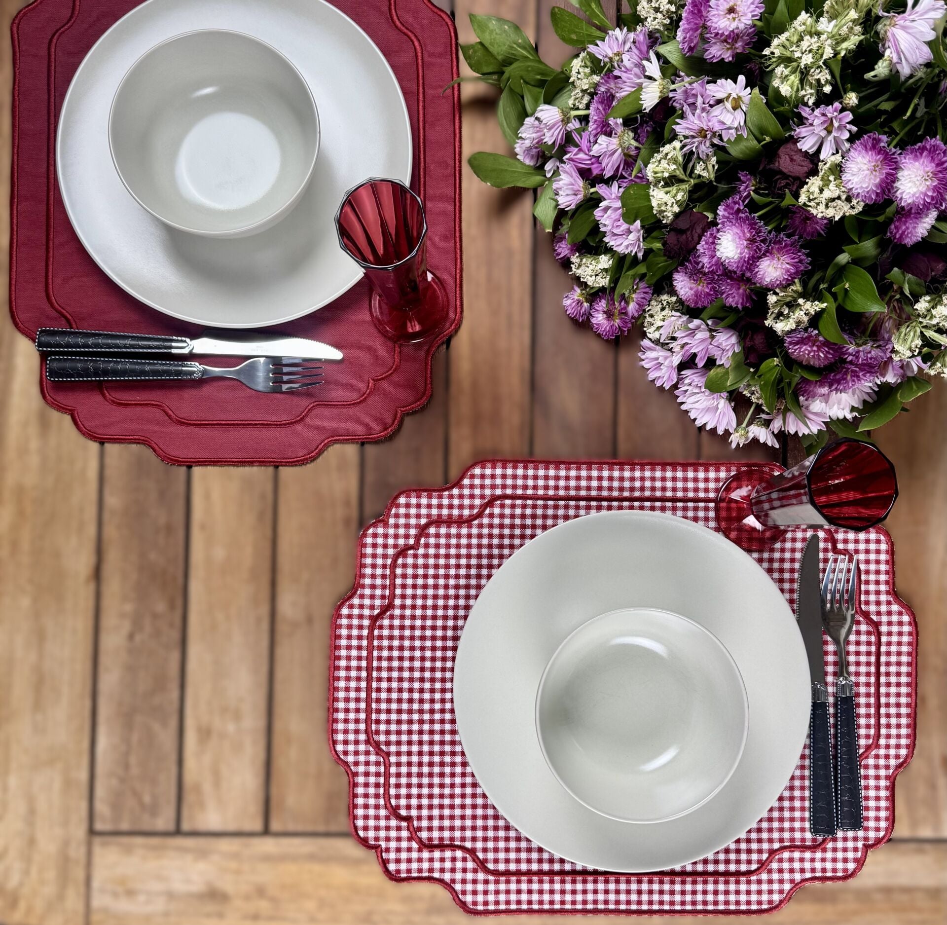 Pötikare/Bordo Kenar Sarmalı 4'lü Amerikan Servis