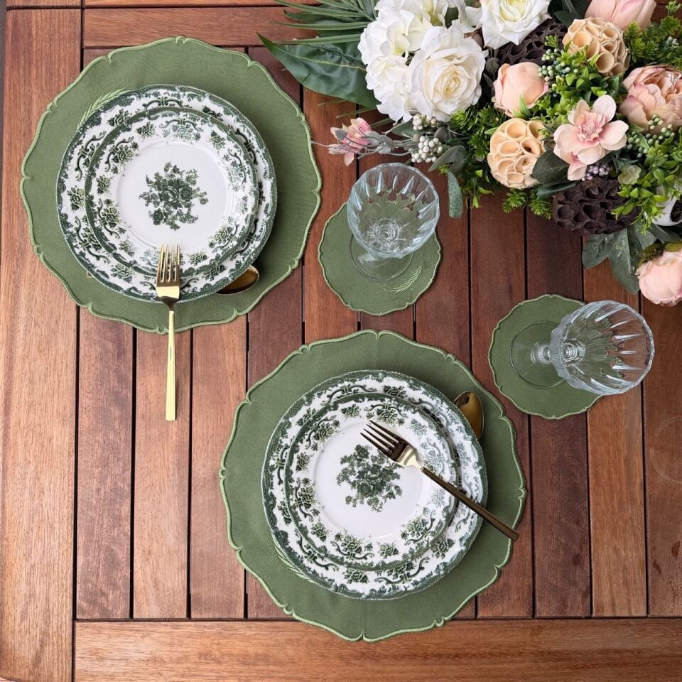 Buğday Nakışlı 4'lü Amerikan Servis