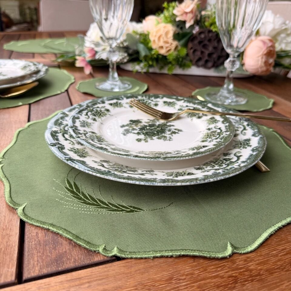 Buğday Nakışlı 4'lü Amerikan Servis