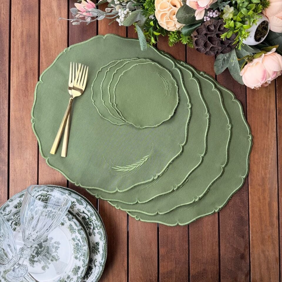 Buğday Nakışlı 4'lü Amerikan Servis