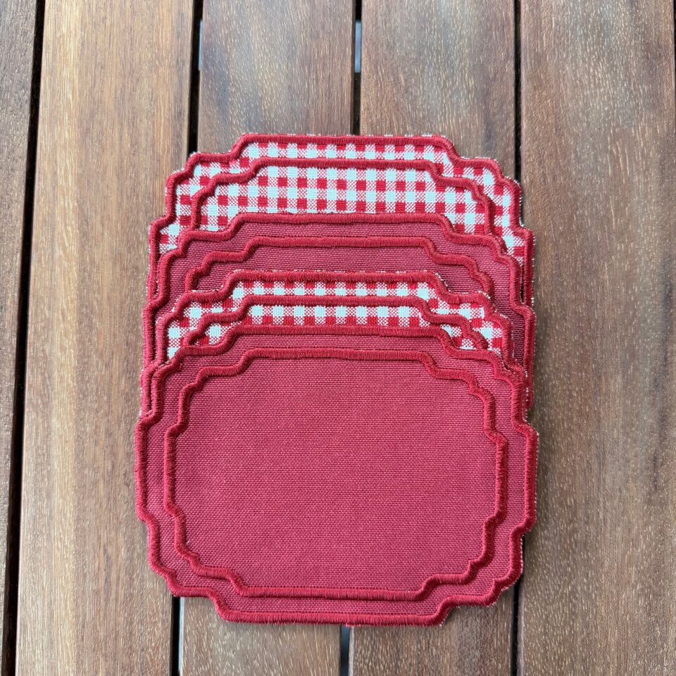 Pötikare/Bordo Kenar Sarmalı 4'lü Kokteyl Peçete Bordo