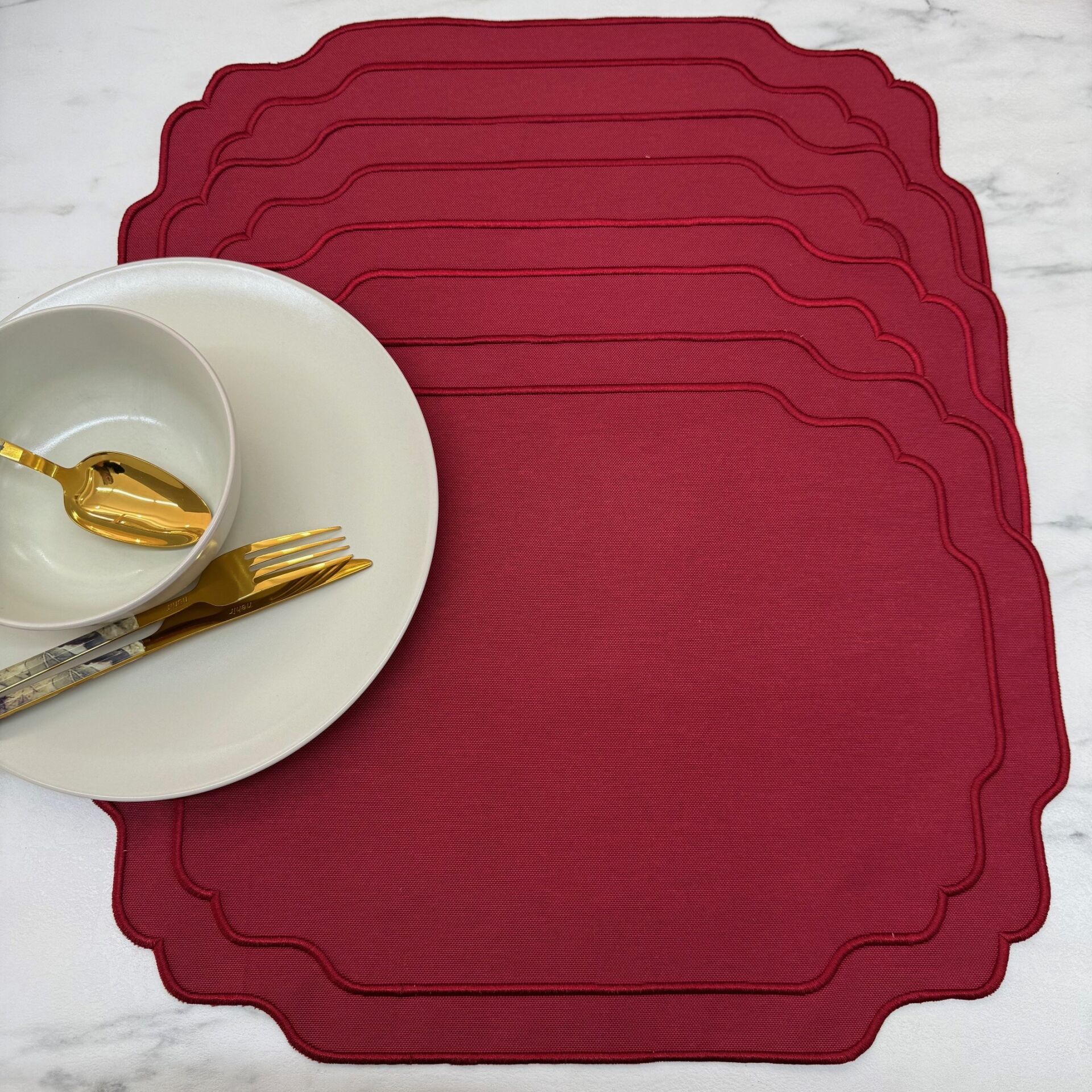 Country Series 4'lü Amerikan Servis Bordo