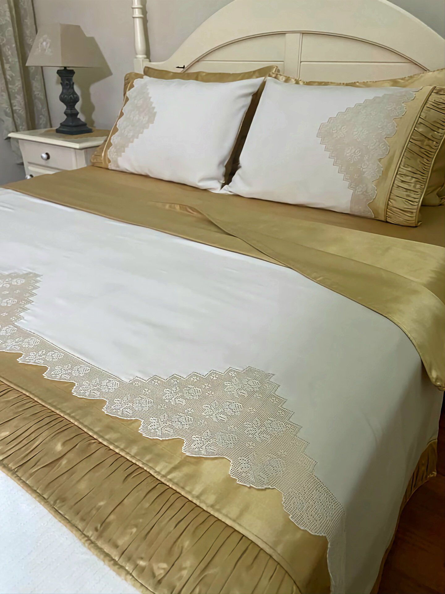 File İşi Drape Dikişli Pike Nevresim Takımı