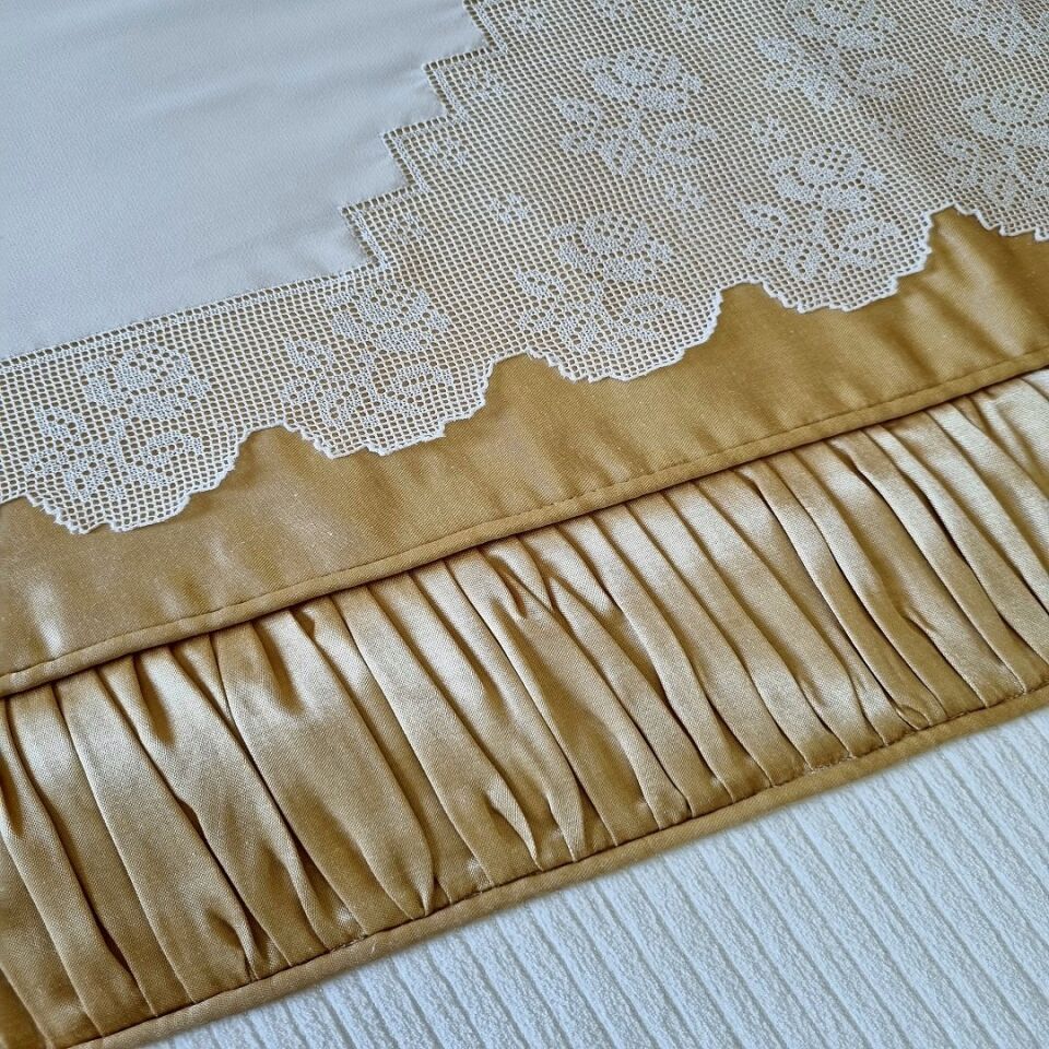File İşi Drape Dikişli Pike Nevresim Takımı
