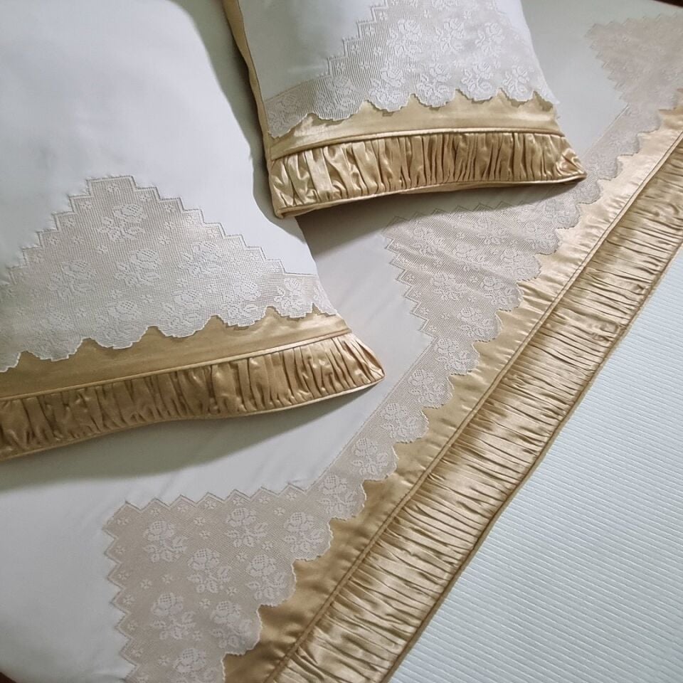 File İşi Drape Dikişli Pike Nevresim Takımı