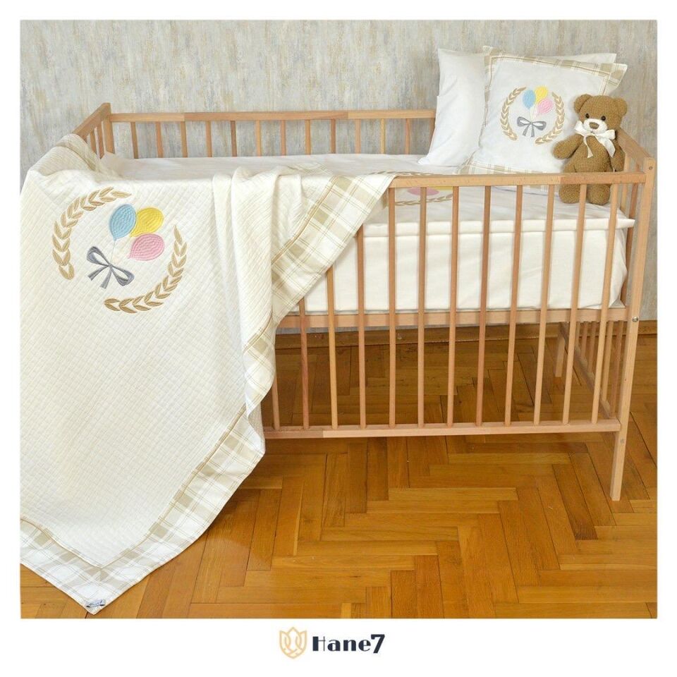 Balon Nakışlı Pamuk Bebek Pike/Nevresim Takımı
