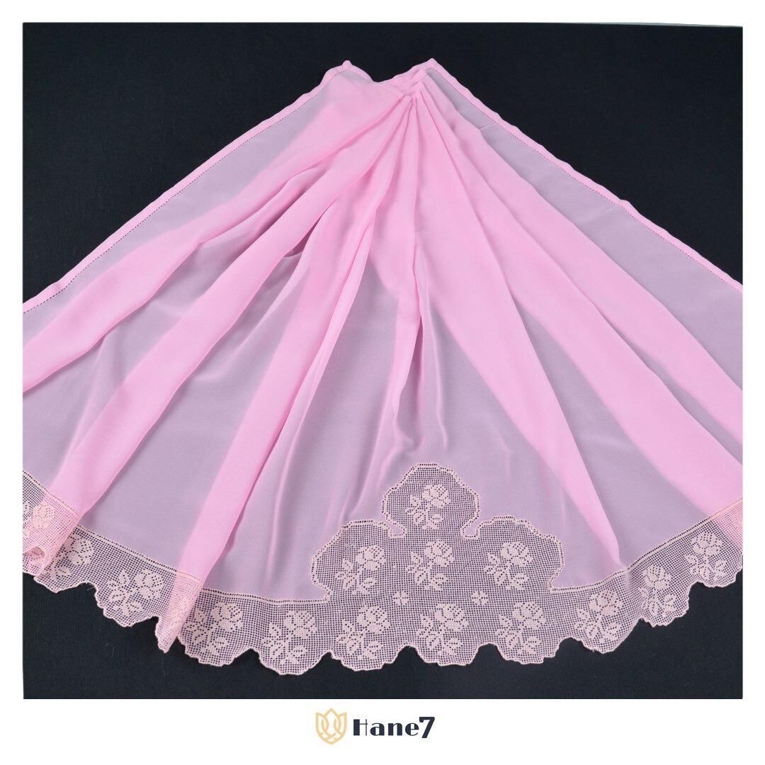 File İşi Pembe Başörtü