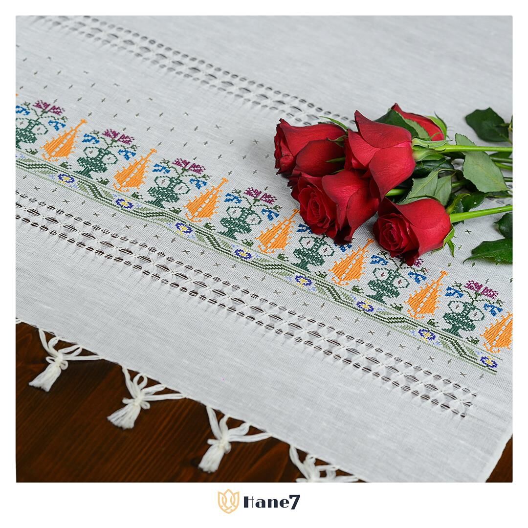 Ajurlu Dokuma Üzerine Kaneviçe Tel Kırma El İşlemesi Örtü Büyük Boy