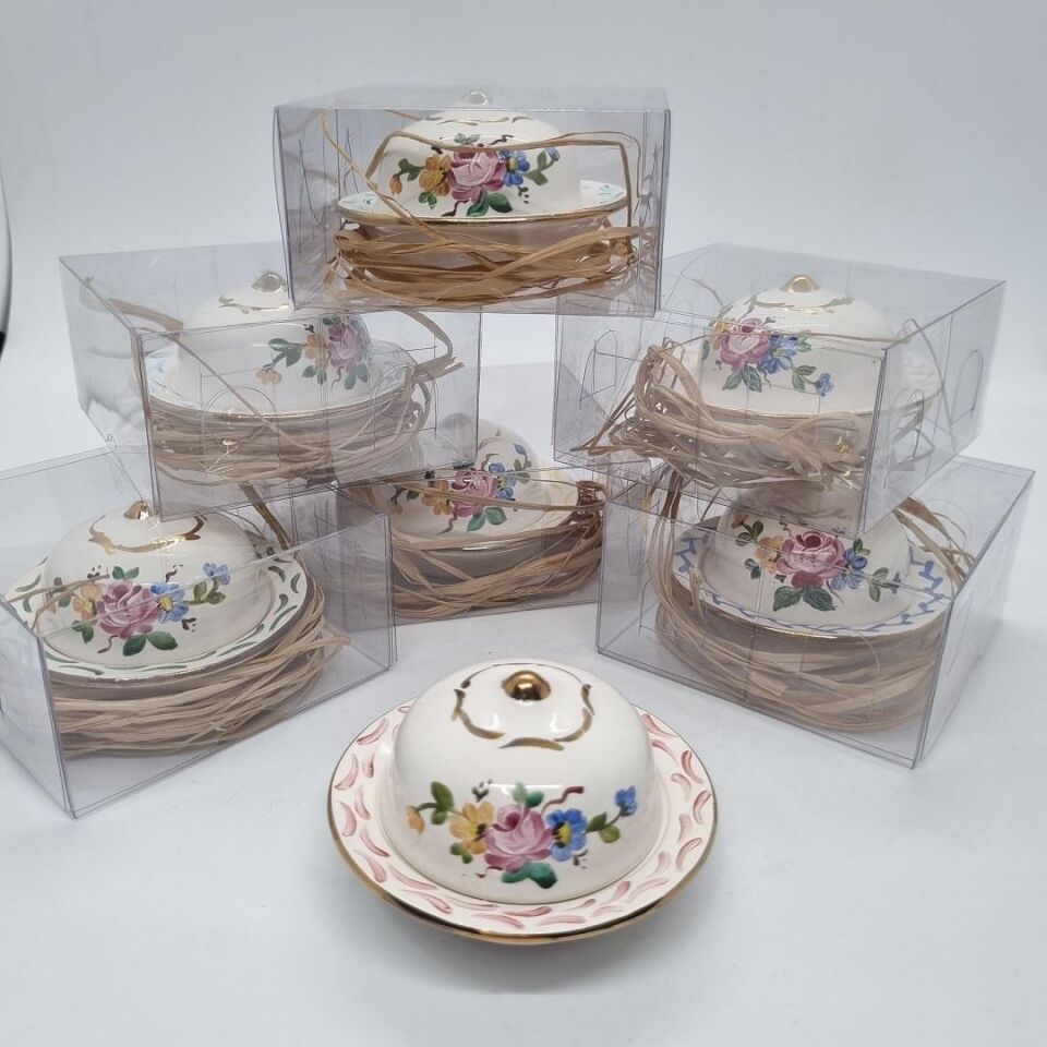 El Boyaması Porselen Kapaklı Mini Lokumluk