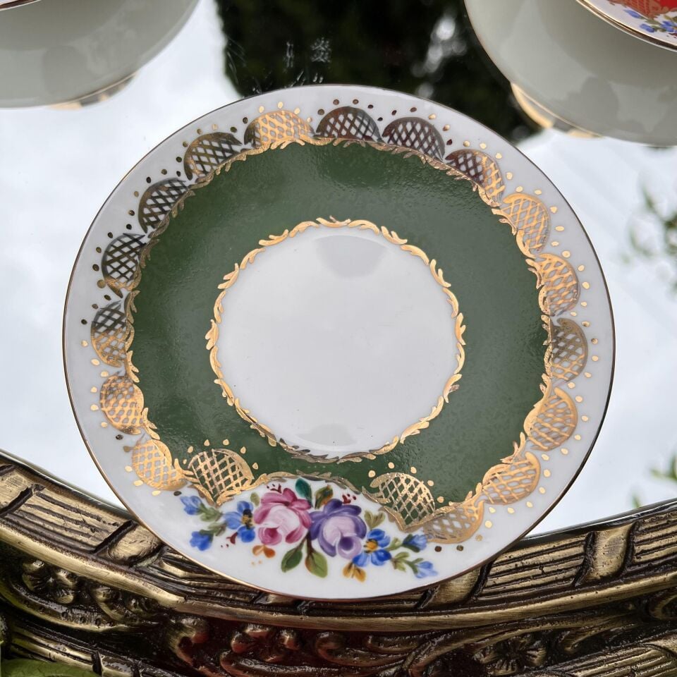 El Boyaması Leyla Fincan Koyu Yeşil