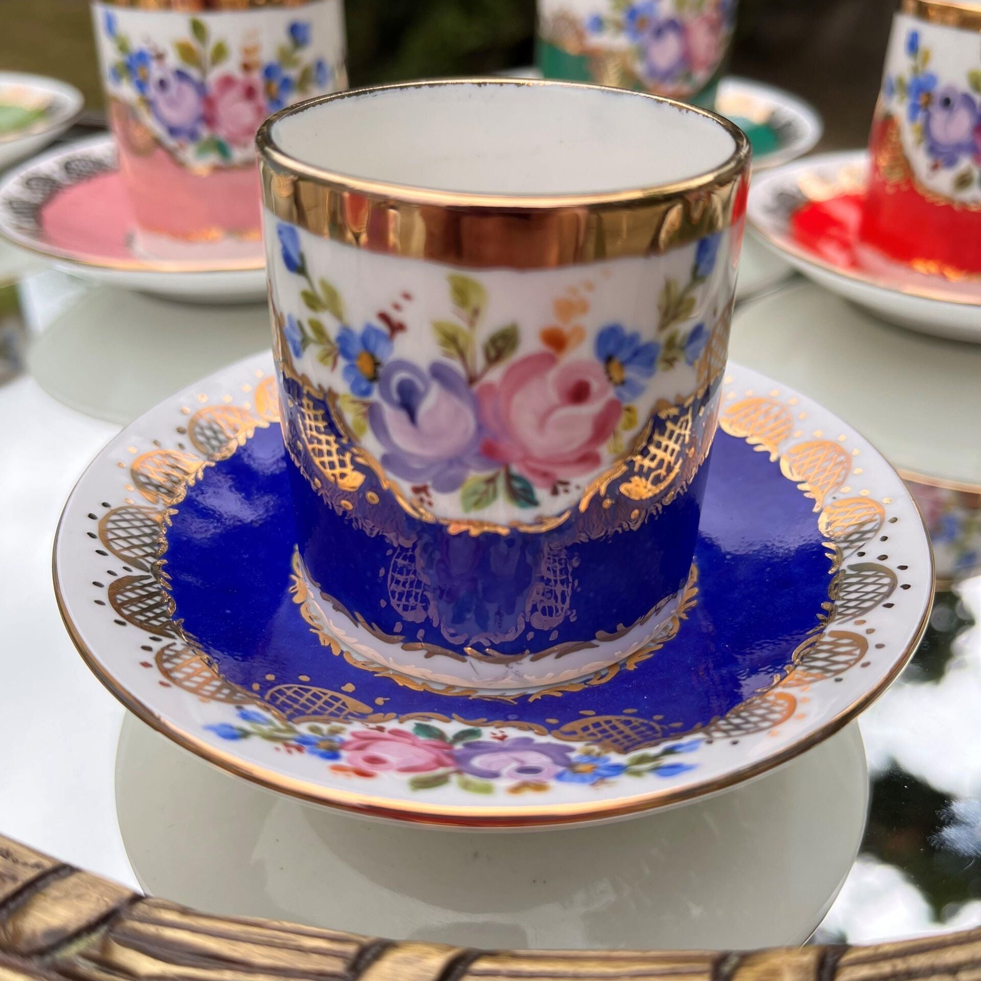 El Boyaması Leyla Fincan Kobalt