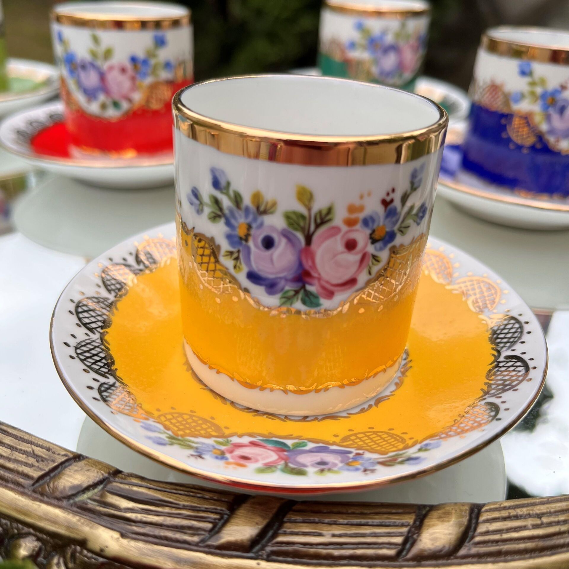 El Boyaması Leyla Fincan Sarı