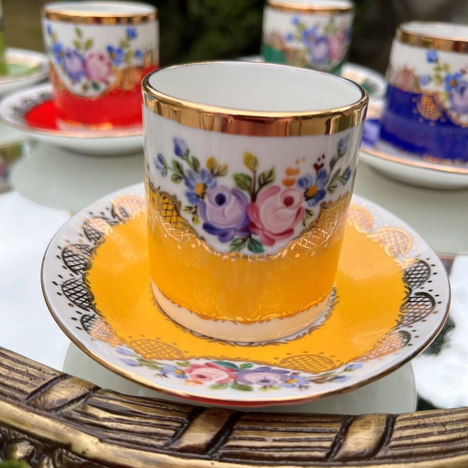 El Boyaması Leyla Fincan Sarı