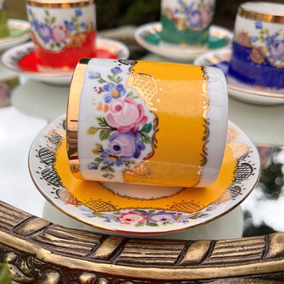 El Boyaması Leyla Fincan Sarı