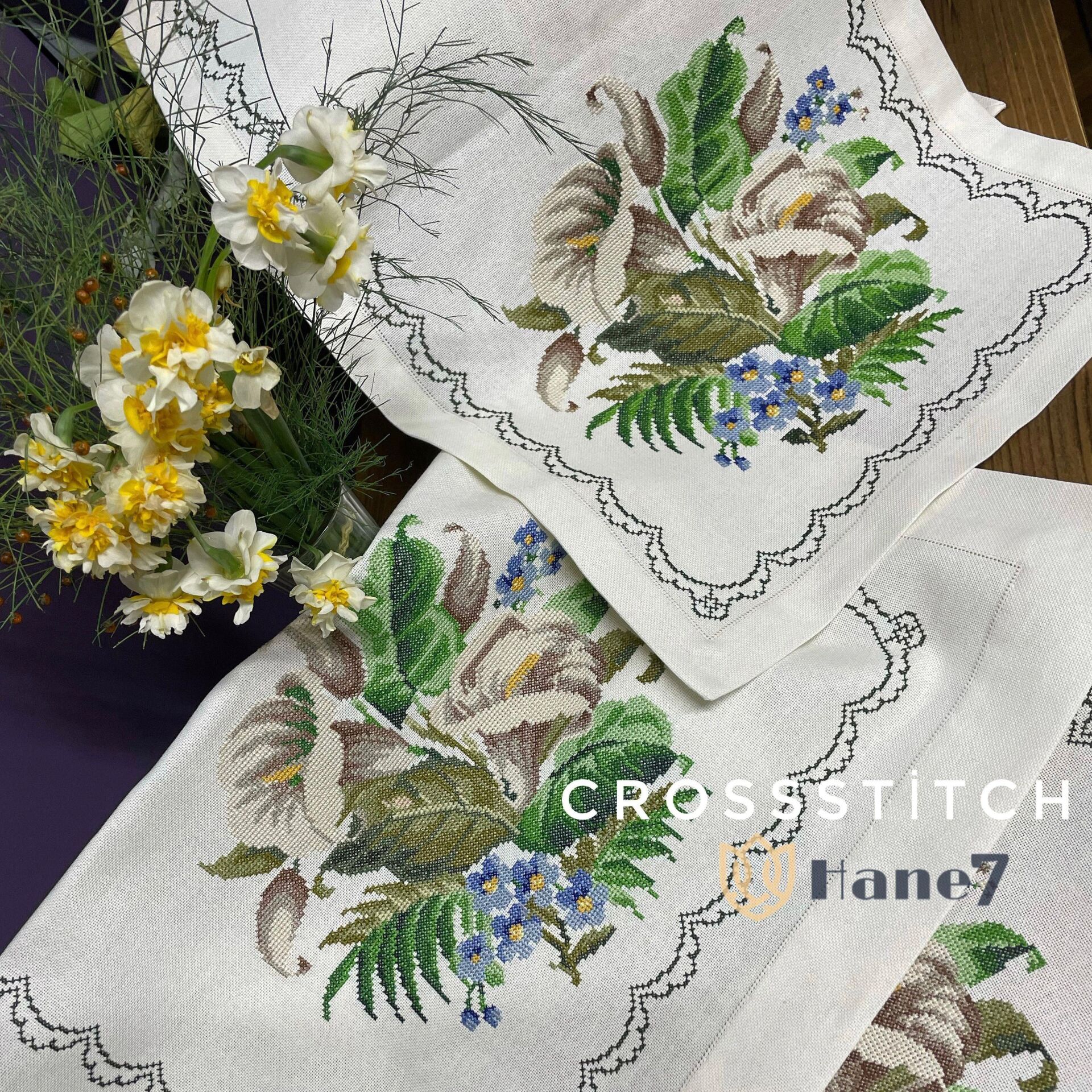 Gala Motifli Kaneviçe 2 Parça Örtü