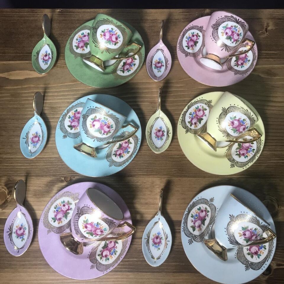 El Boyaması Hande Fincan Beyaz