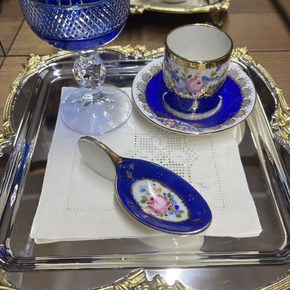 El Boyaması Kaşık Lokumluk Kobalt