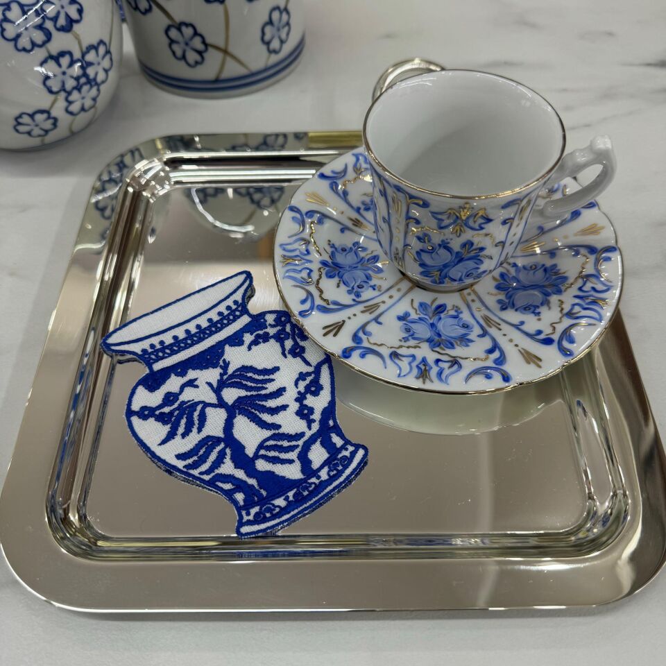 2'li Bleu Blanc Vazo Kokteyl Peçete