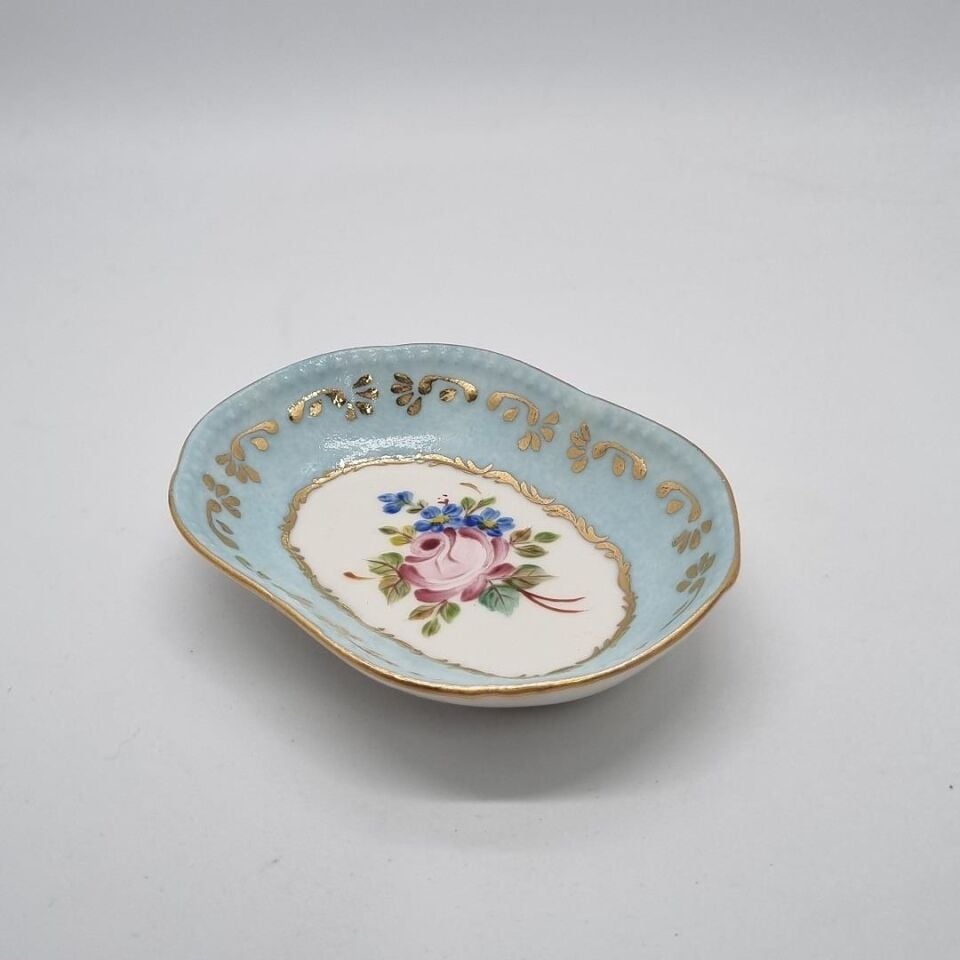 El Boyaması Oval Mini Çerezlik/Reçellik Mavi