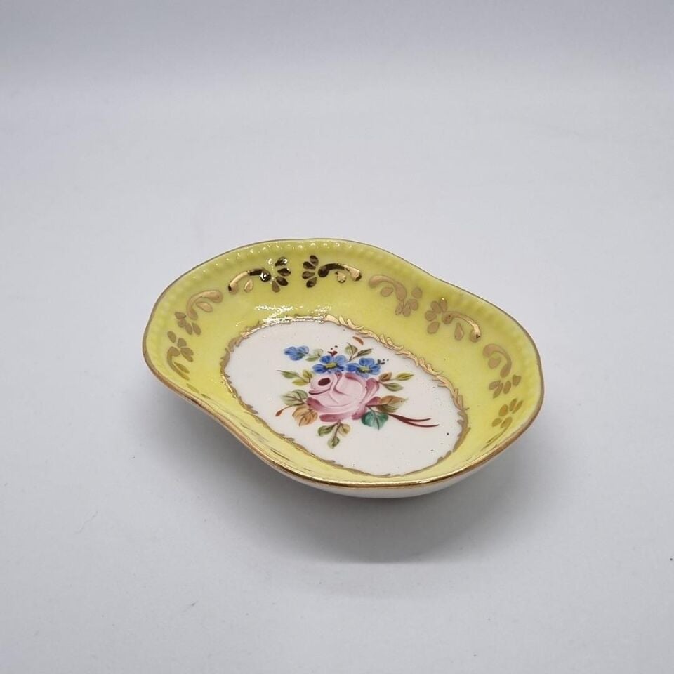 El Boyaması Oval Mini Çerezlik/Reçellik Sarı