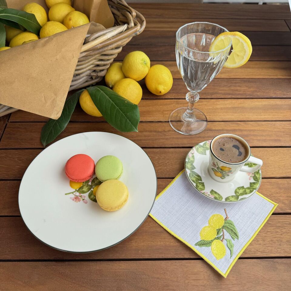 Limon İşlemeli 4'lü Kokteyl Peçete