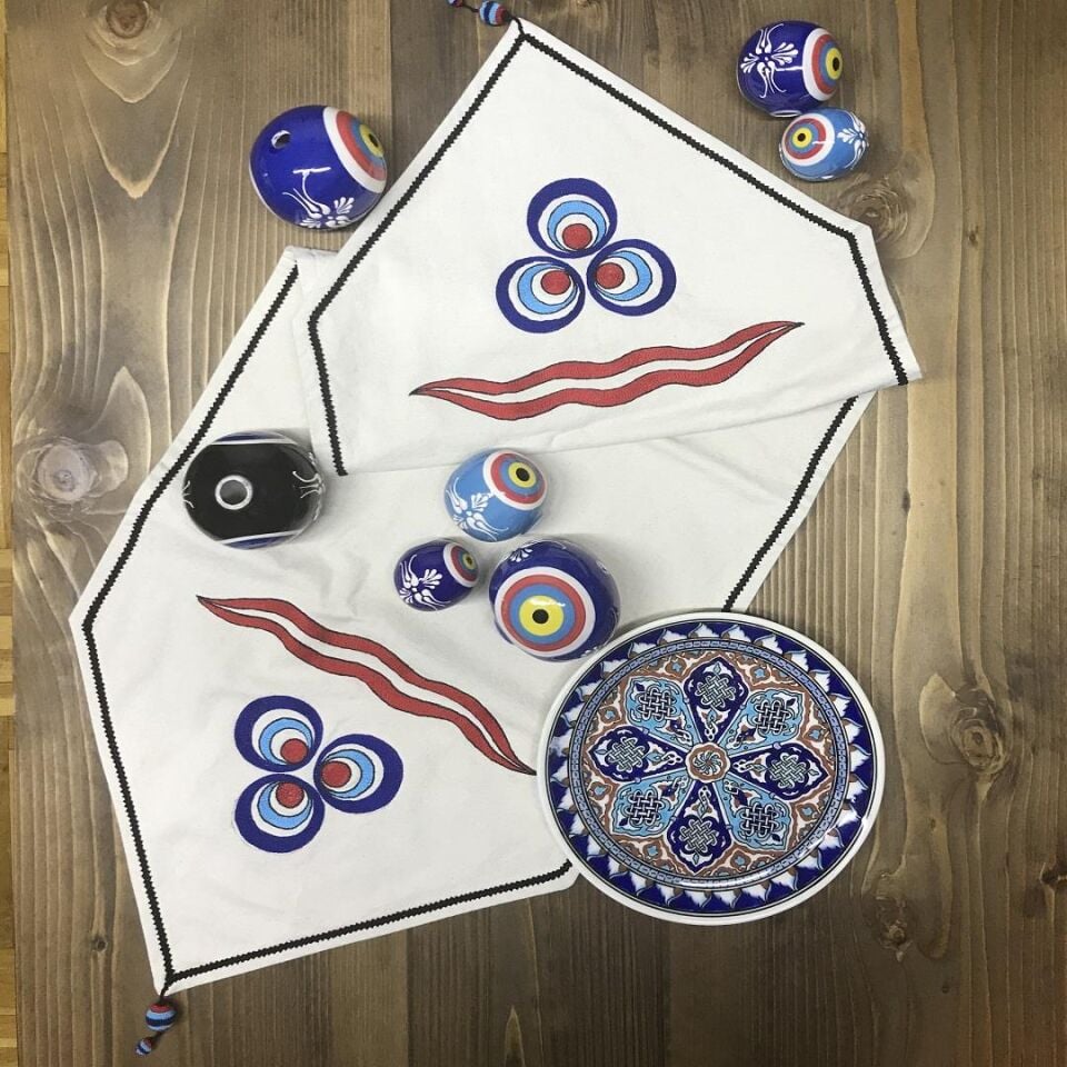 Çintemani Desen El İşi Suzeni Örtü/Runner