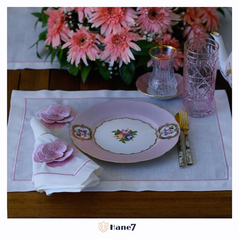 Peony Boyutlu Keten Amerikan Servis&Peçete