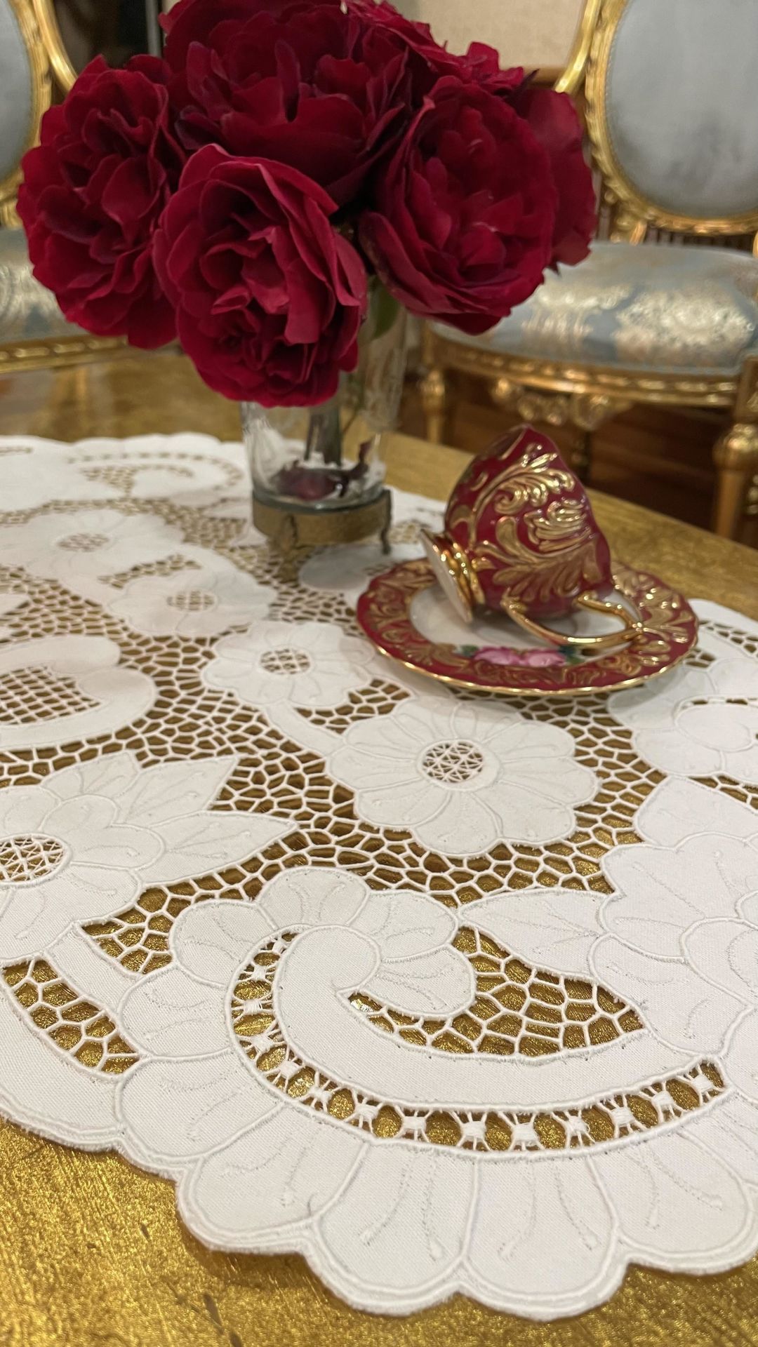 Beyaz İş Çiçekli 3 Parça Örtü